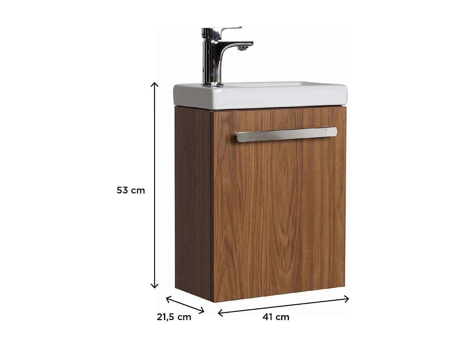 Ensemble lave-mains suspendu avec poignée métal et miroir tablette