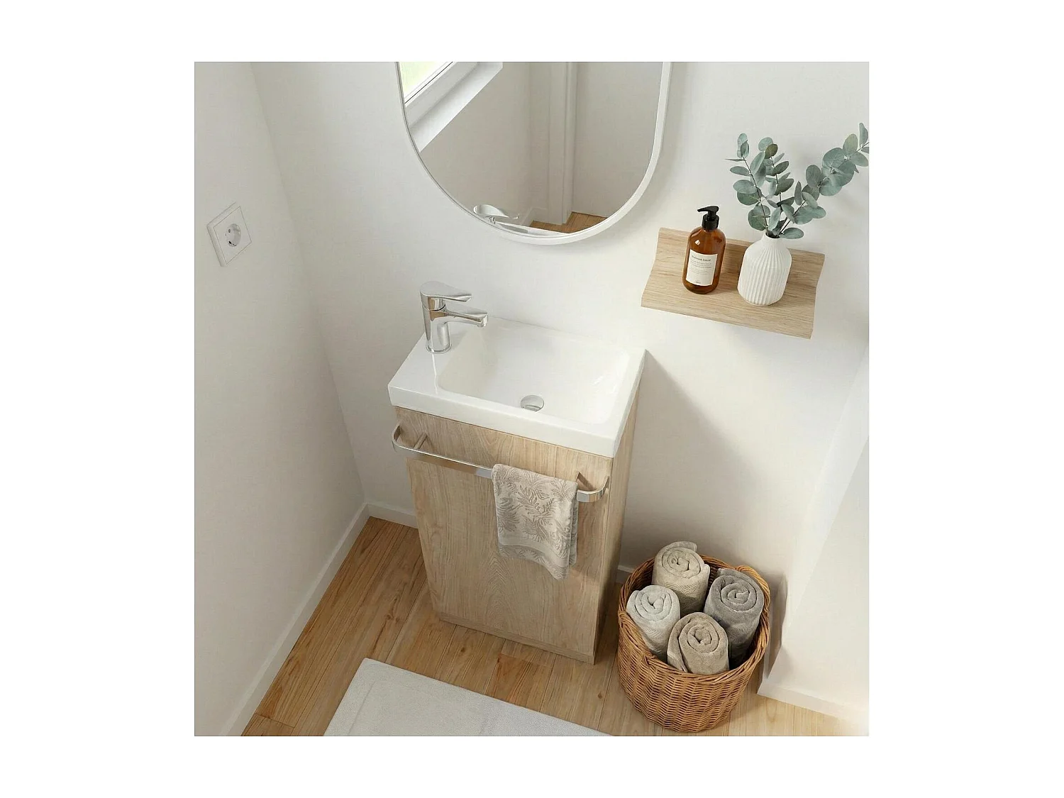 Mueble lavabo JOHANN roble de pie