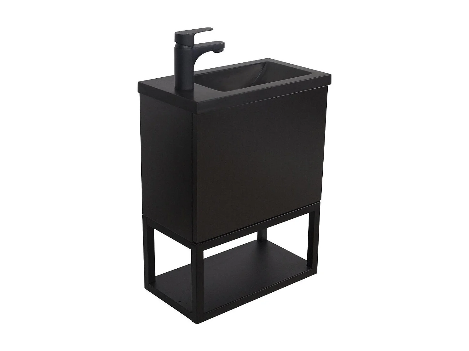 Mobile lavabo sospeso NOVA in metallo e legno con vasca in resina 40x50cm