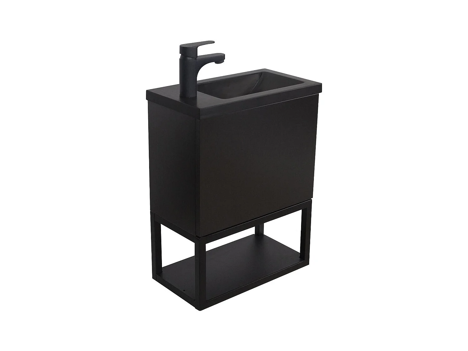 NOVA Wandwaschbeckenschrank aus Metall und Holz mit 40 x 50 cm großem Harzbecken