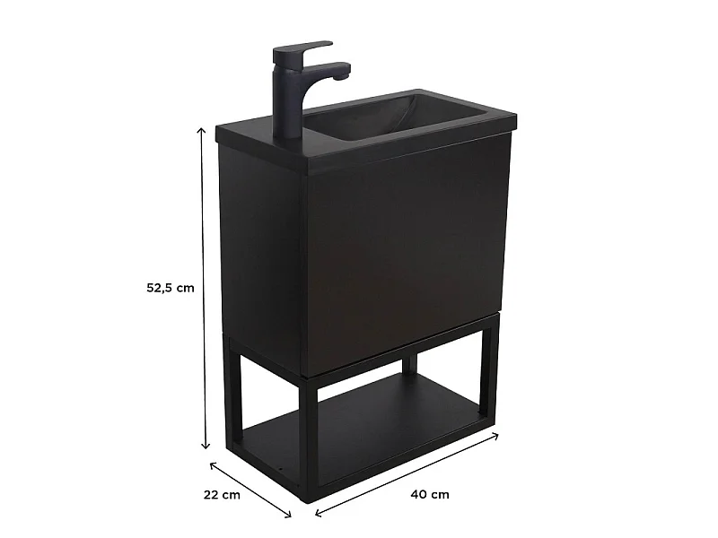 Mueble lavabo NOVA de metal y madera con lavabo de resina 40x50cm