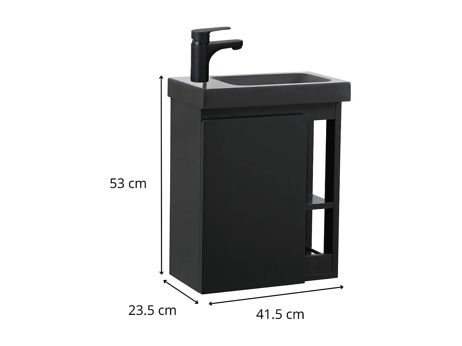 HAMPTON Waschbeckenschrank aus schwarzem Harz zur Wandmontage