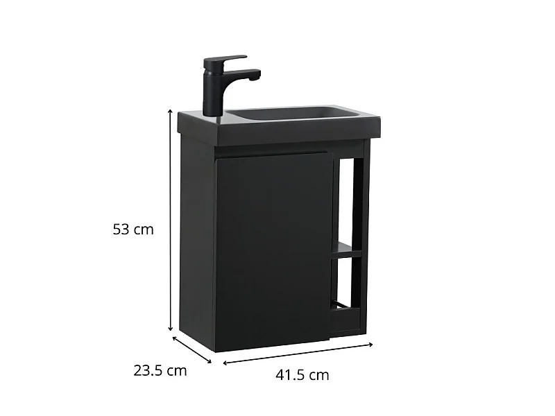 Mueble lavabo de pared HAMPTON de resina negra