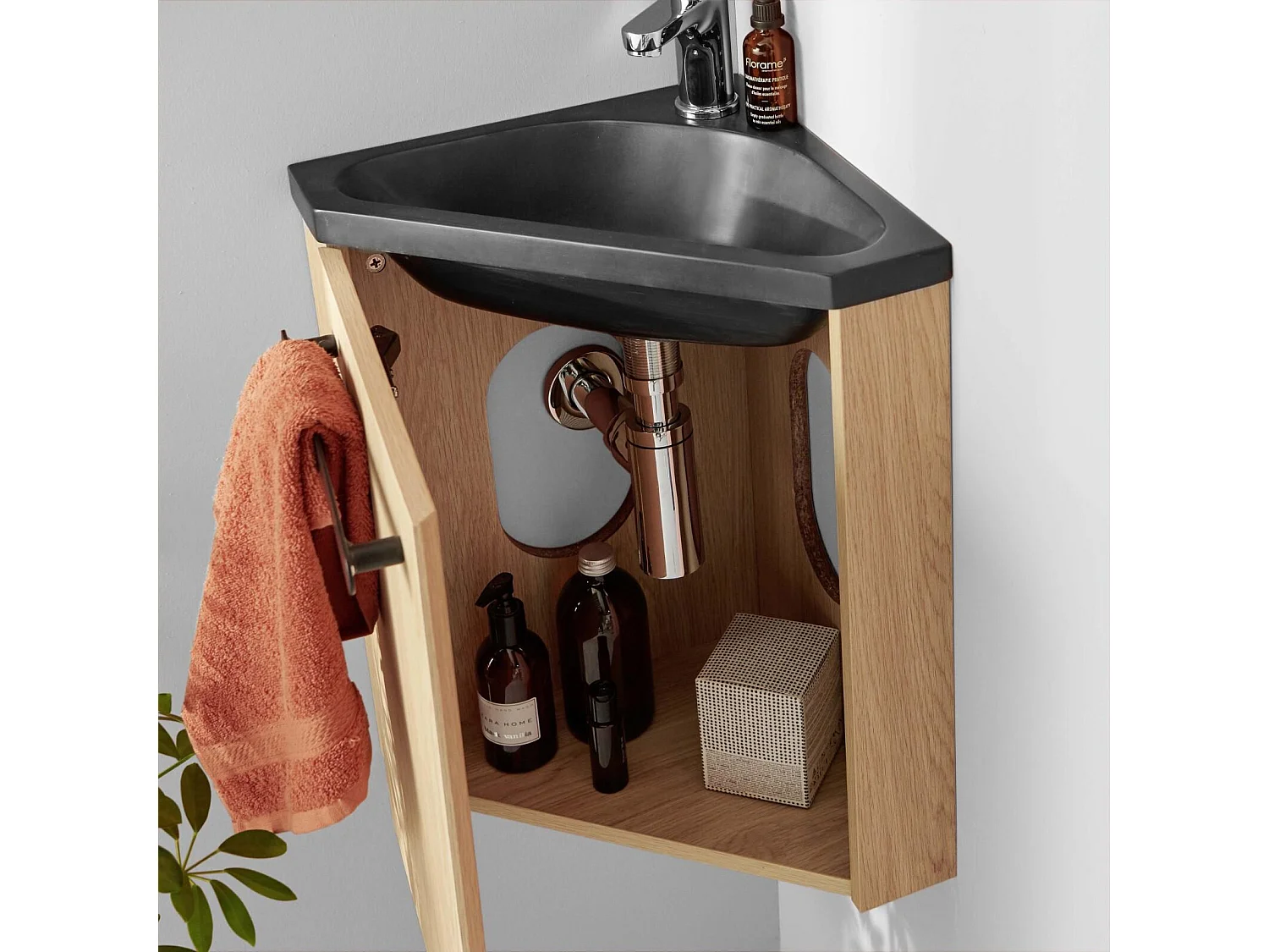 Meuble lave-mains SKINO + robinet chromé