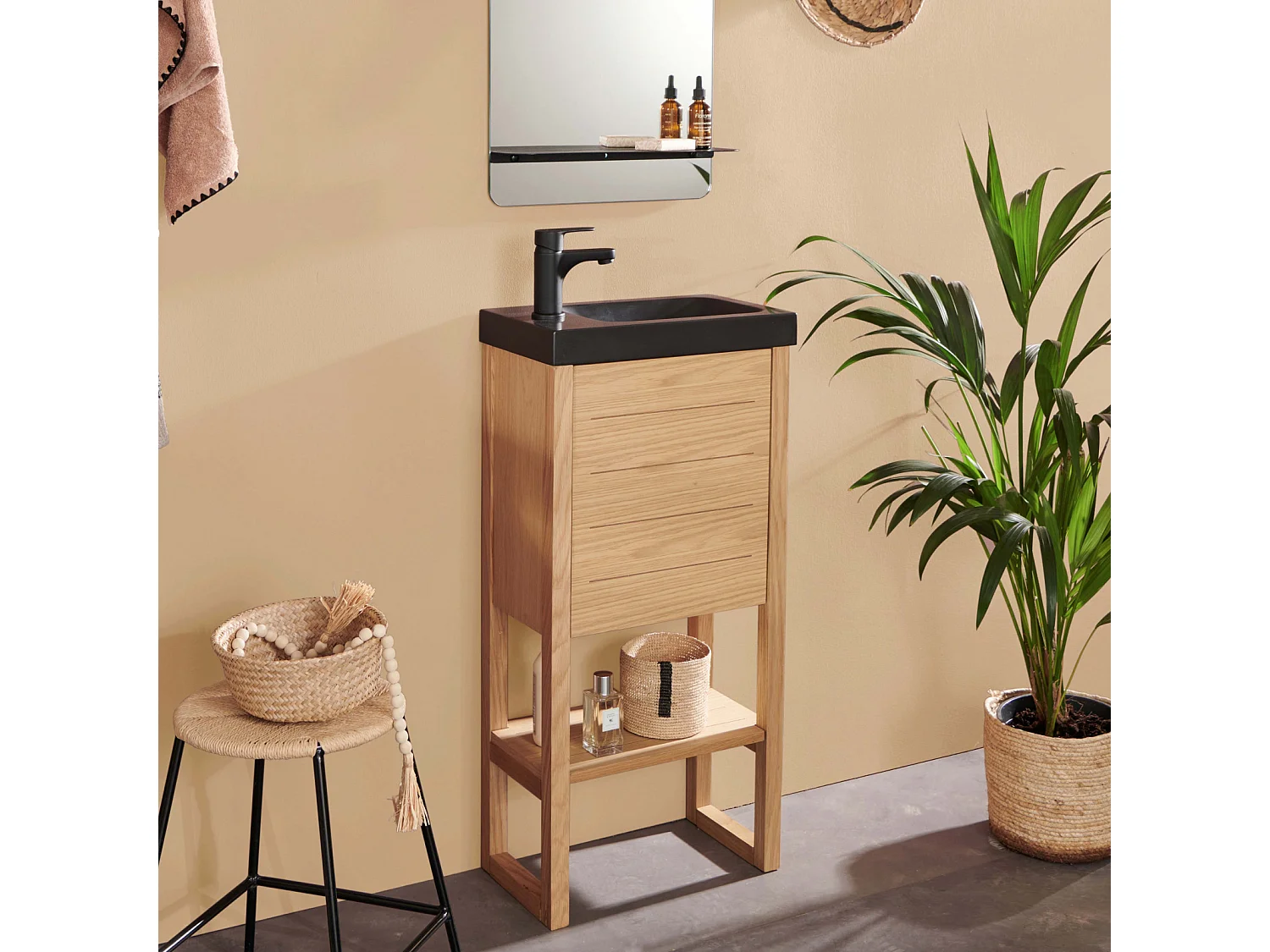 Meuble lave-mains vasque noire ATOLL