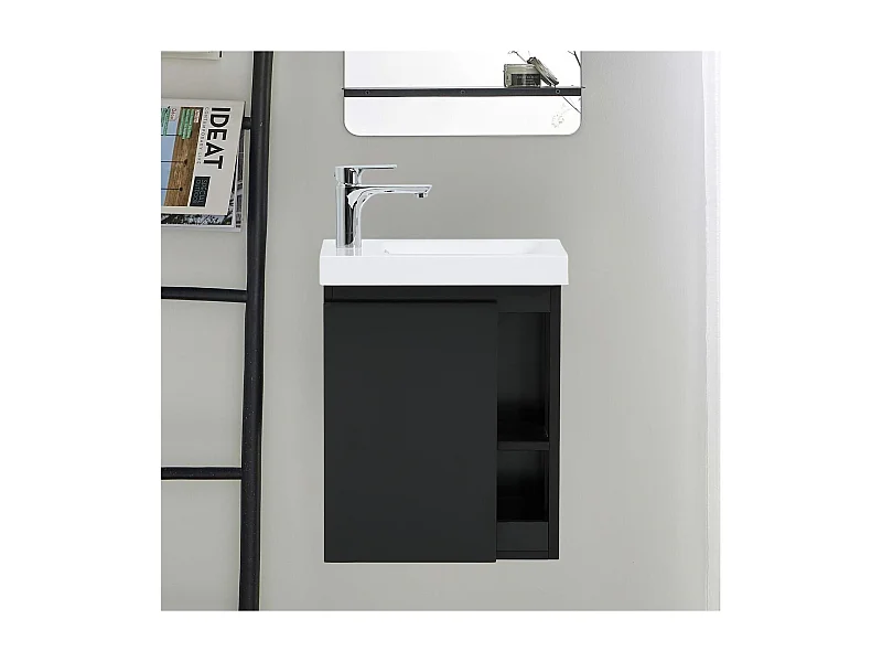 Mobile lavabo sospeso in resina bianca HAMPTON