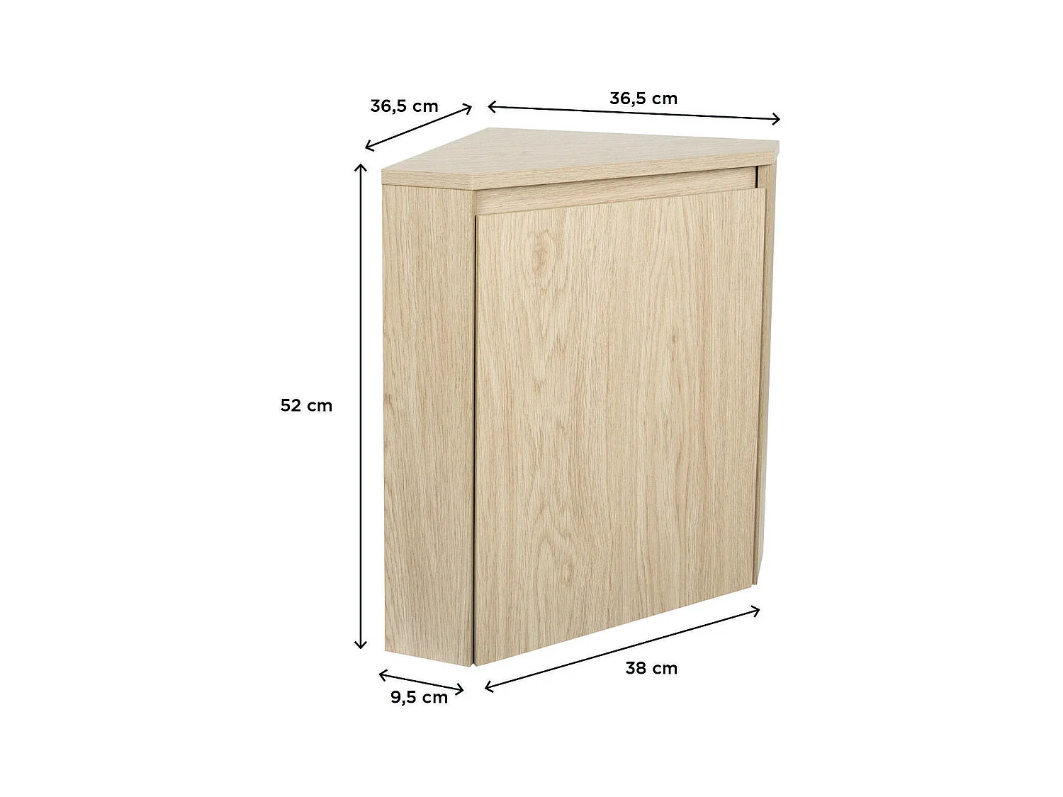 Meuble lave-mains d'angle décor chêne 52x38cm
