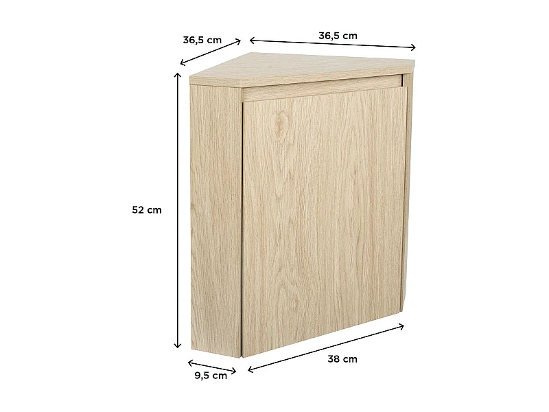 Meuble lave-mains d'angle décor chêne 52x38cm
