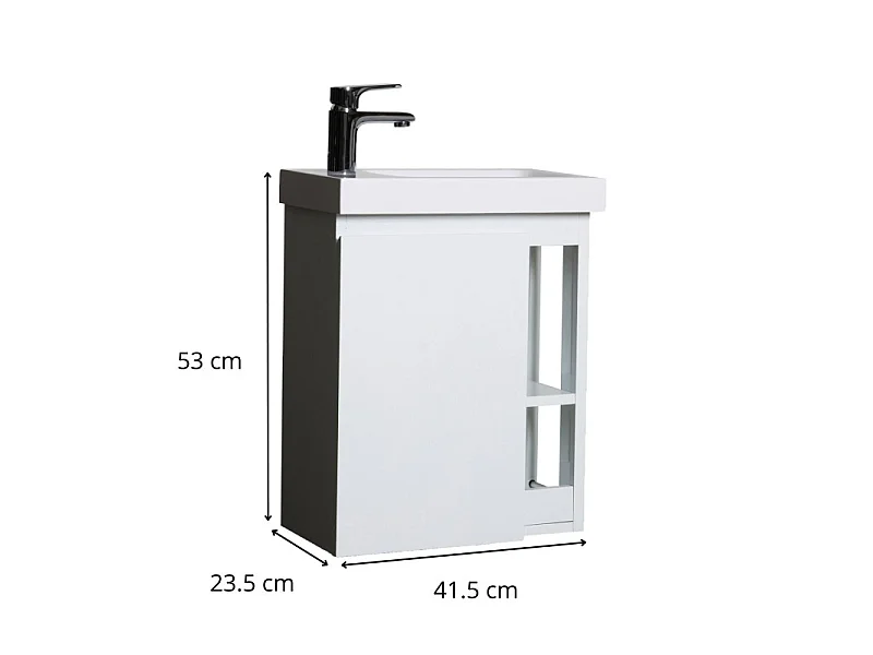 Mobile lavabo sospeso in resina bianca HAMPTON