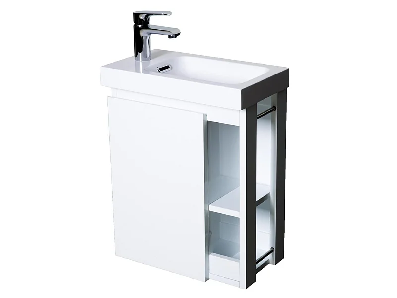 Mobile lavabo sospeso in resina bianca HAMPTON