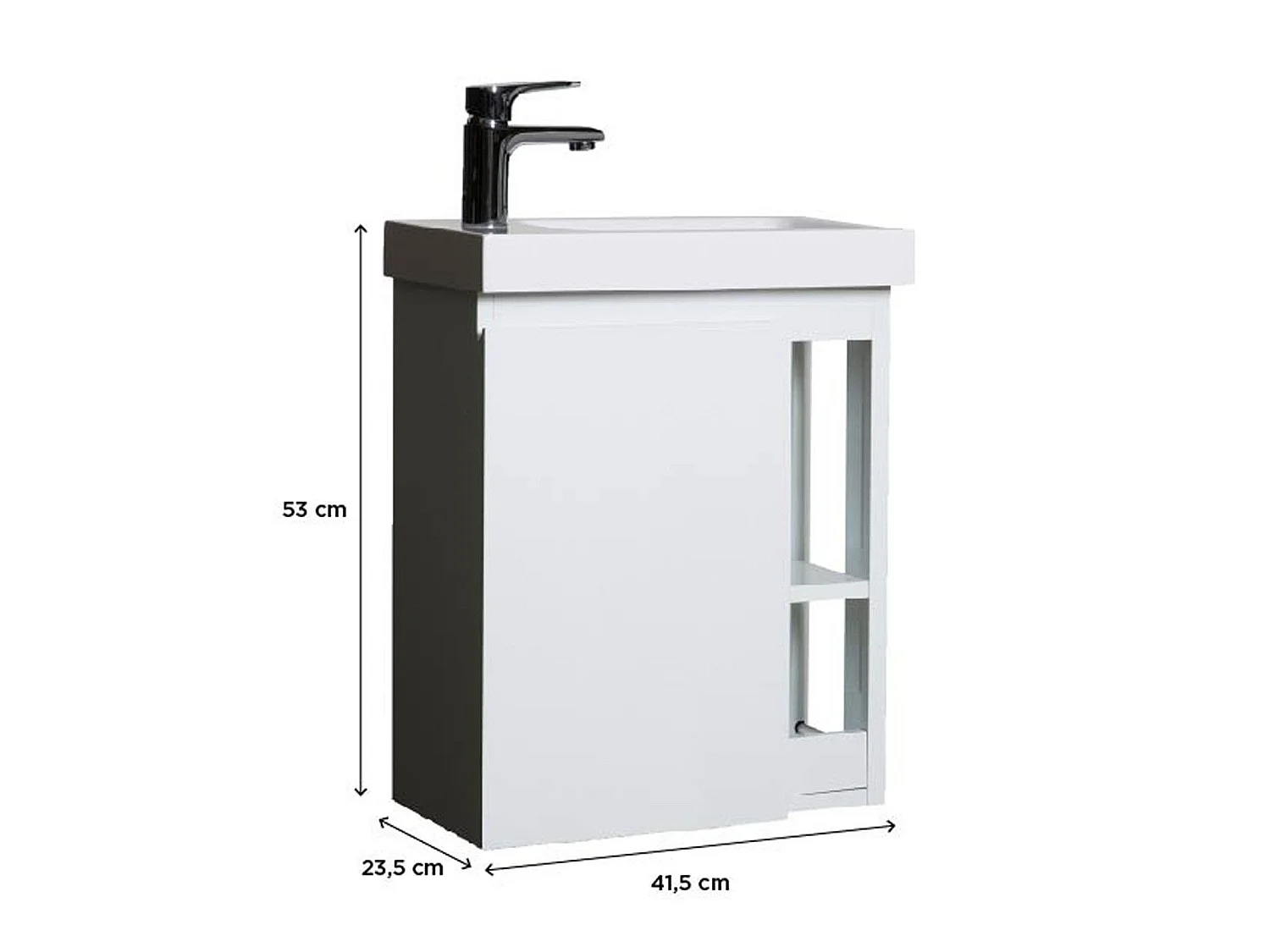 Mobile lavabo sospeso in resina bianca HAMPTON