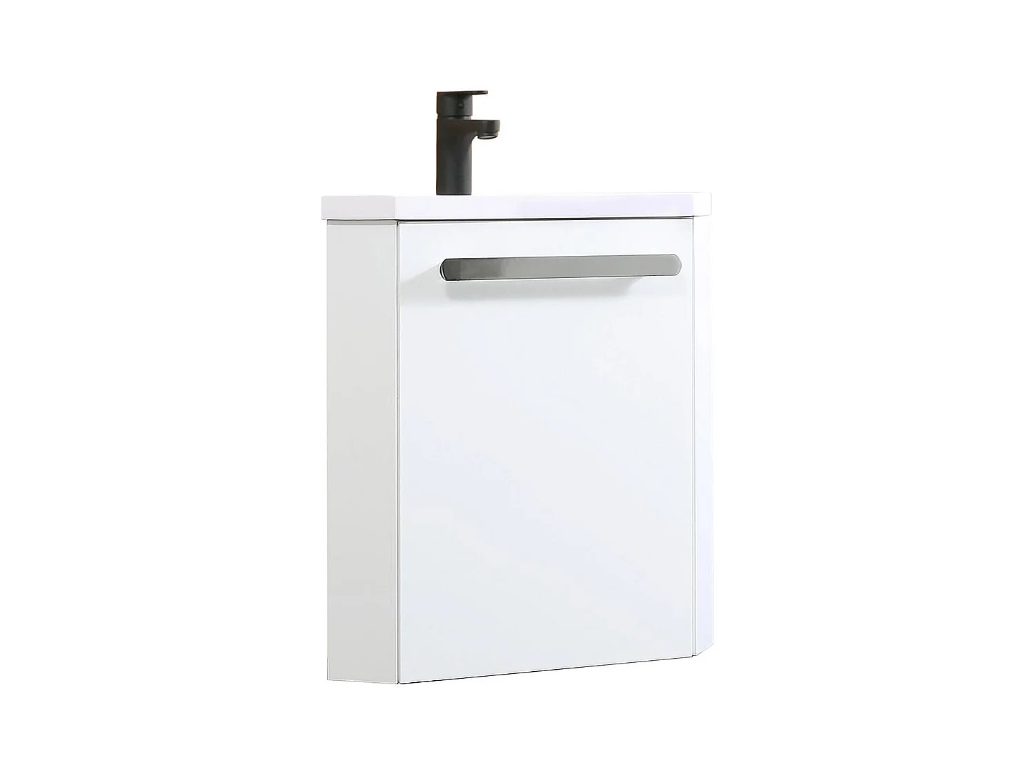 Ensemble lave-mains d'angle suspendu avec robinet noir