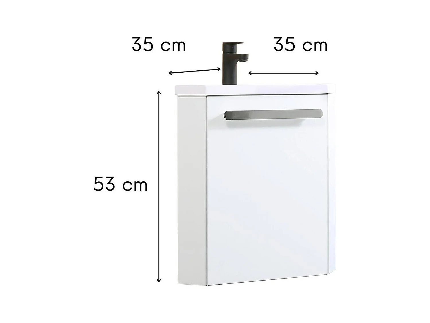 Ensemble lave-mains d'angle suspendu avec robinet noir
