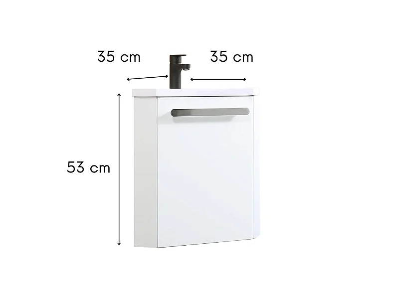 Ensemble lave-mains d'angle suspendu SKINO avec robinet noir