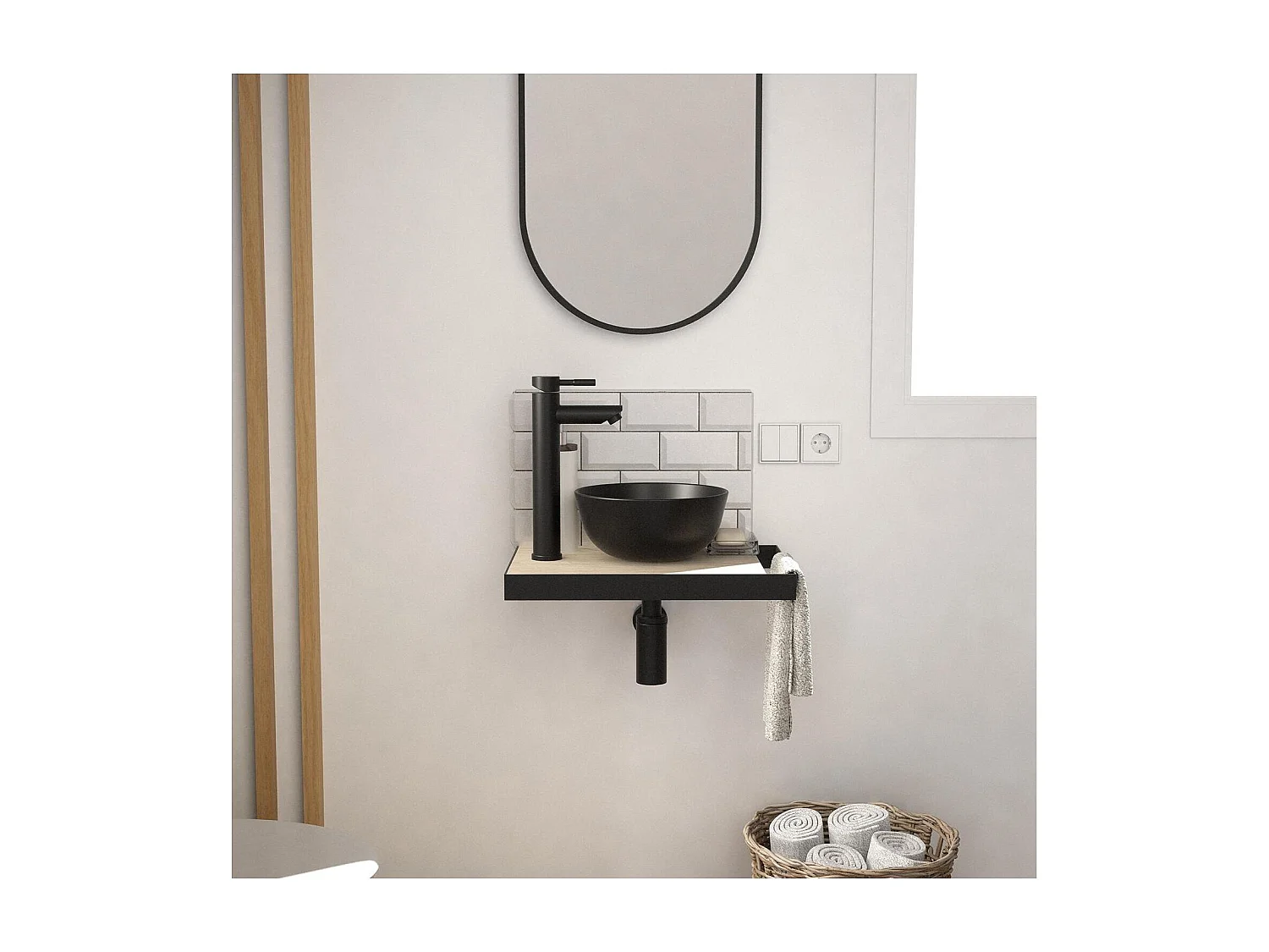 SOHO Slimline Waschbecken + Waschbecken + Spiegel