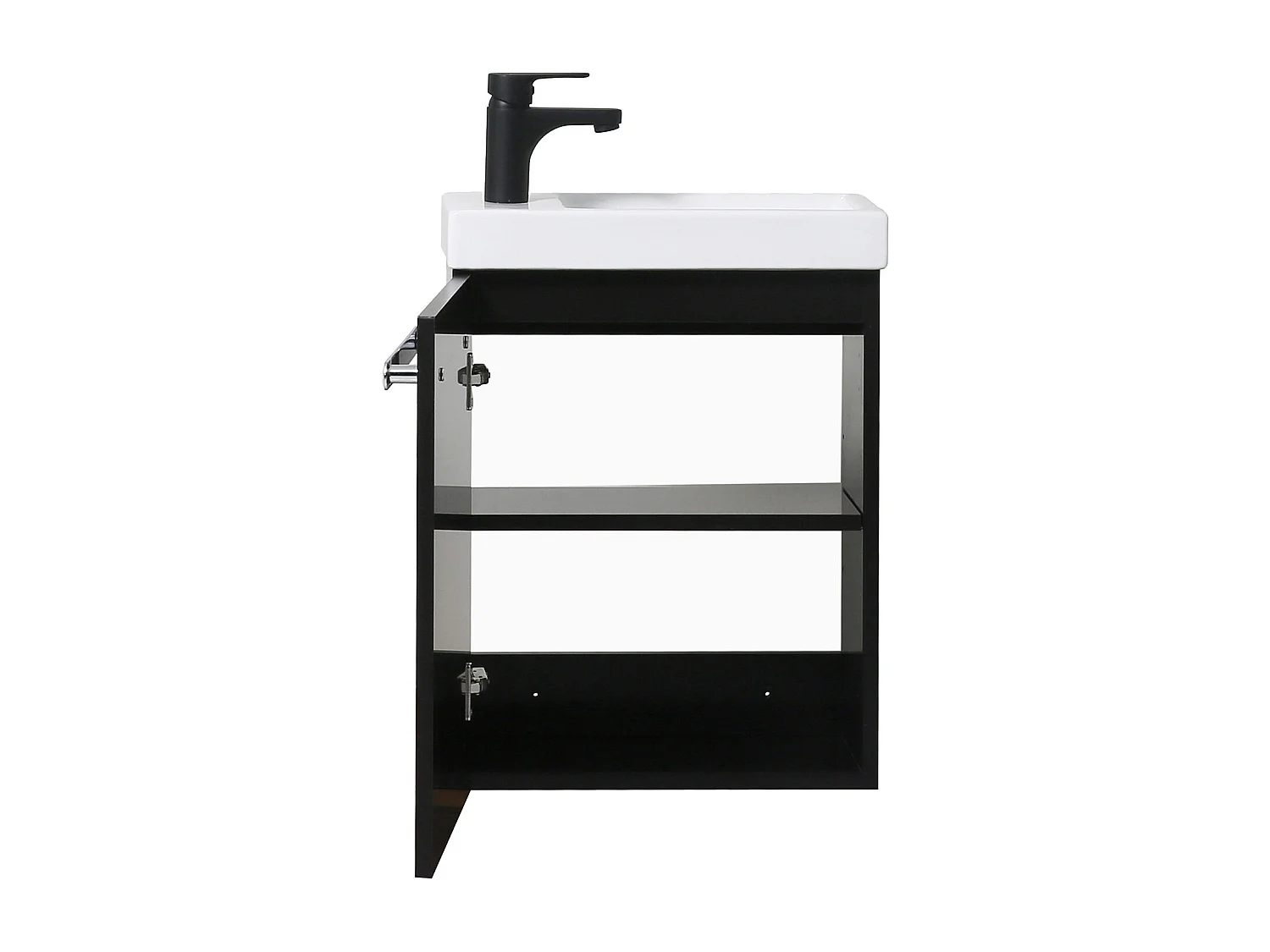 Nevada Wand-Handwaschbecken-Set mit schwarzem Wasserhahn