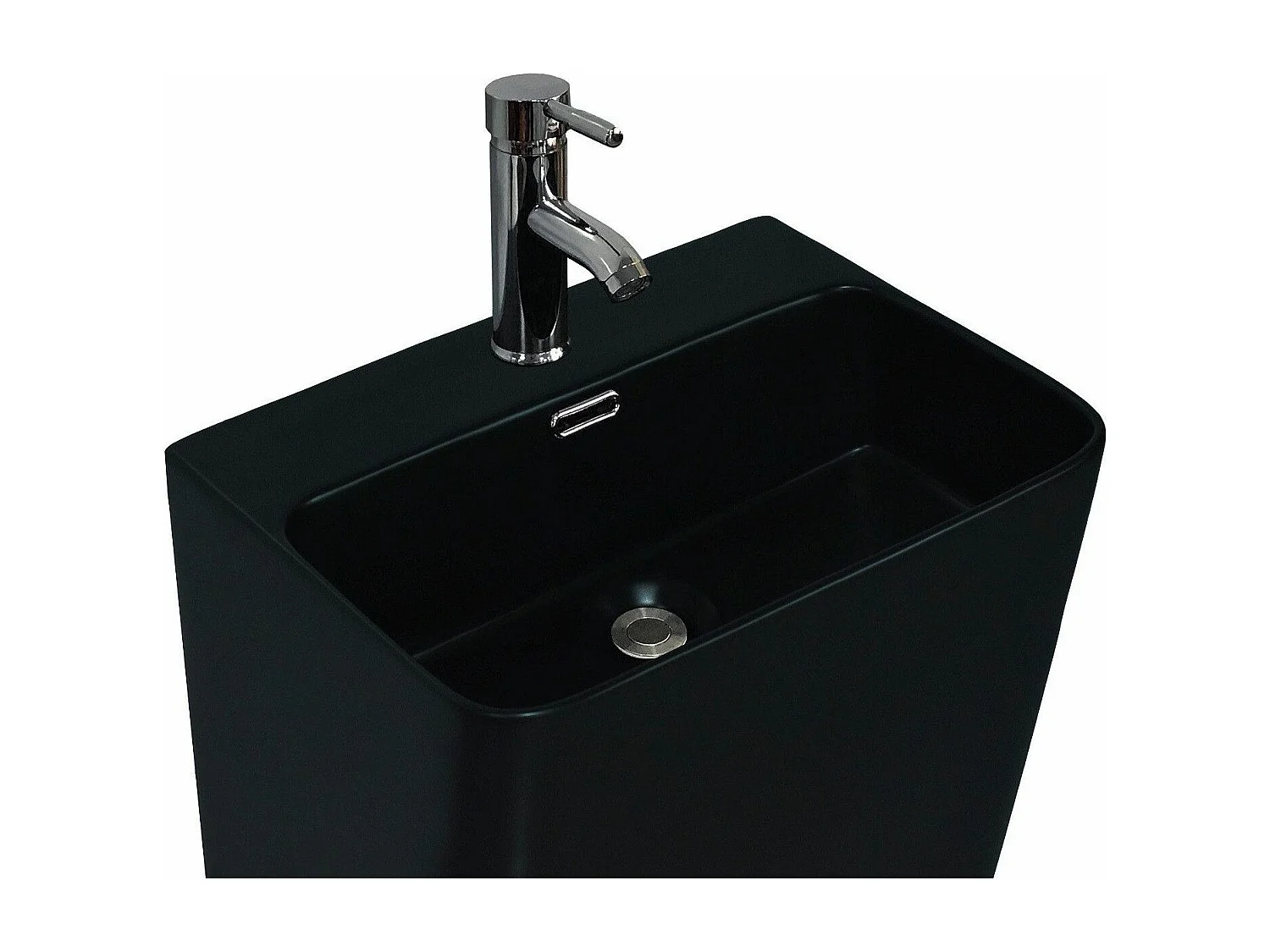 Lavabo de pedestal de cerámica negra EKO 46x85x34cm