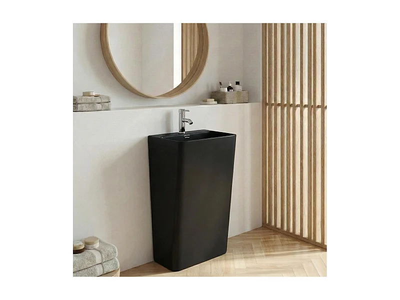 Schwarzes Keramik-Waschbecken mit Sockel 46x85x34cm EKO