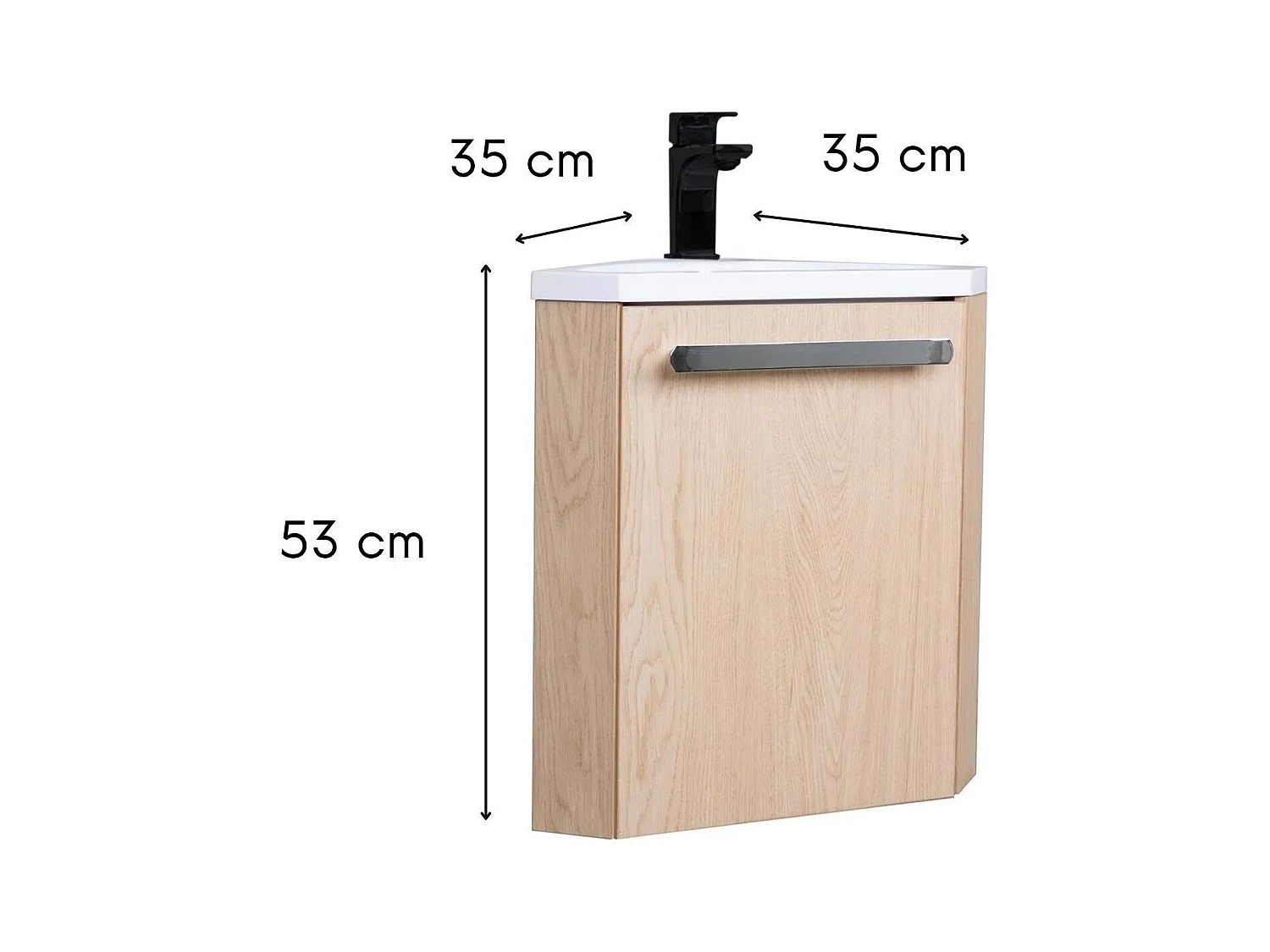 Ensemble lave-mains d'angle suspendu avec robinet noir