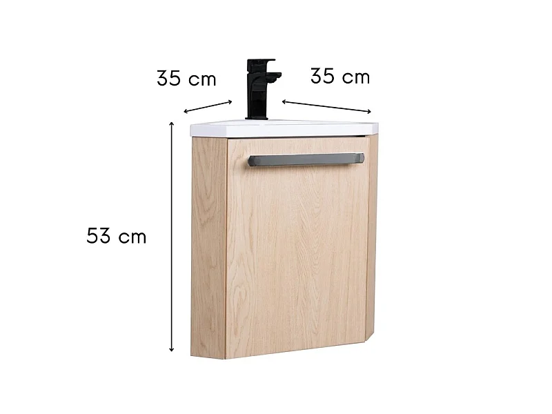 Gruppo lavabo angolare sospeso SKINO con rubinetto nero