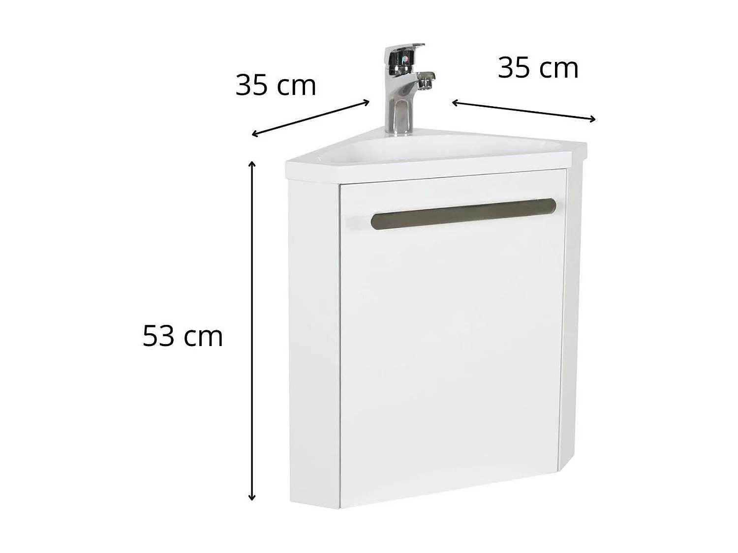 Meuble lave-mains d'angle suspendu avec vasque résine