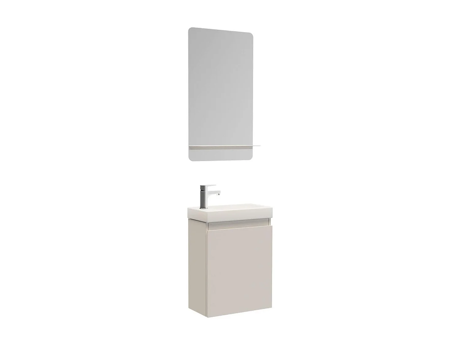 Meuble lave-mains LISA + robinet chromé + miroir rectangulaire