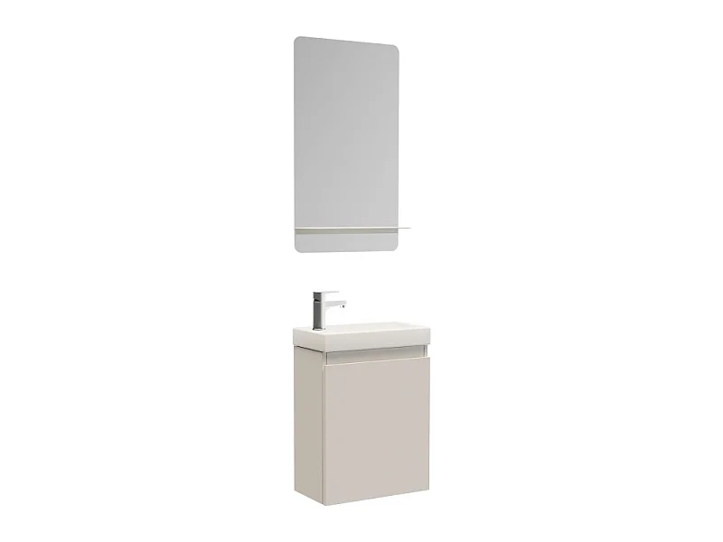 Meuble lave-mains LISA + robinet chromé + miroir rectangulaire