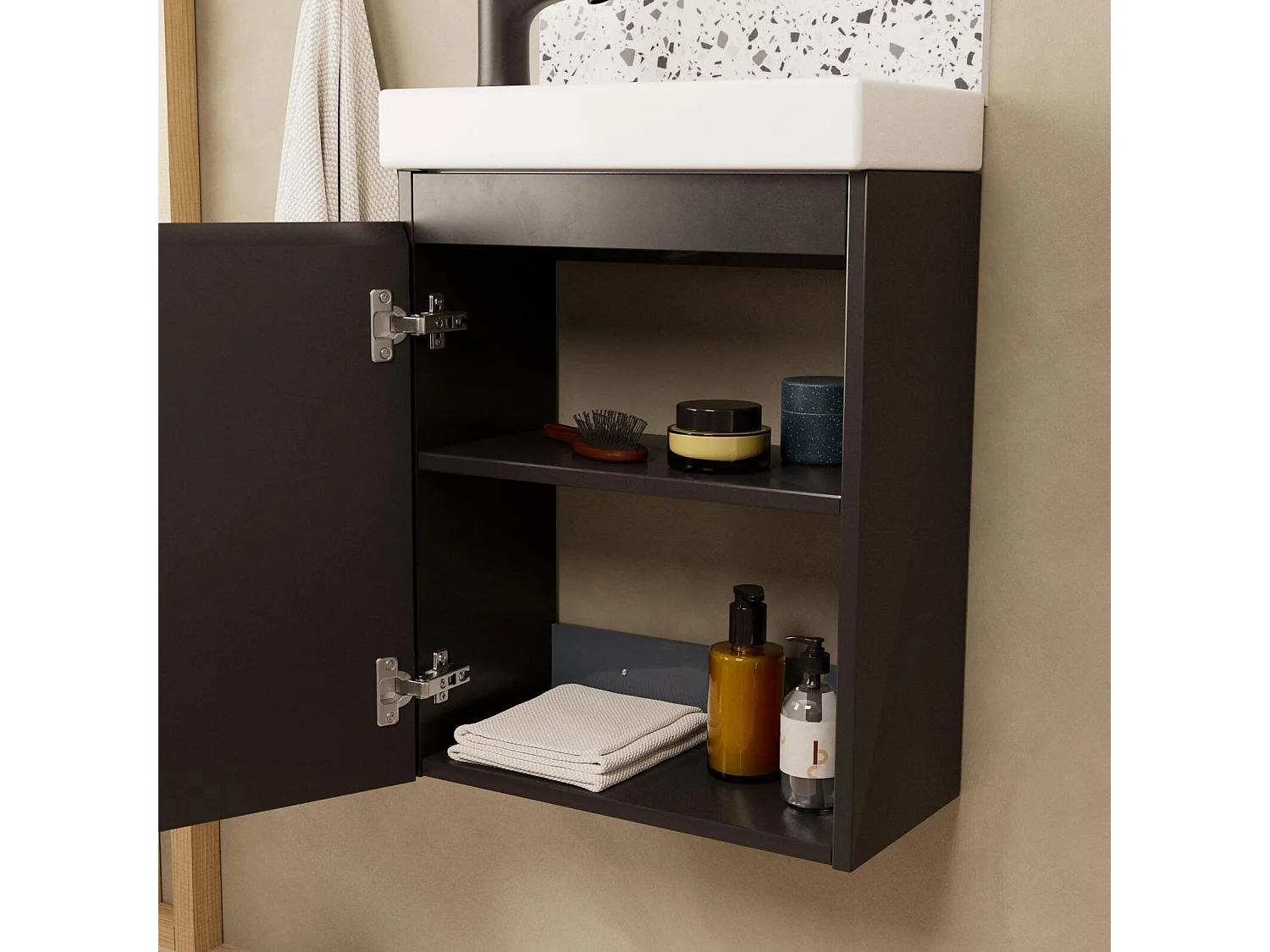 Mueble lavabo LISA negro + grifería