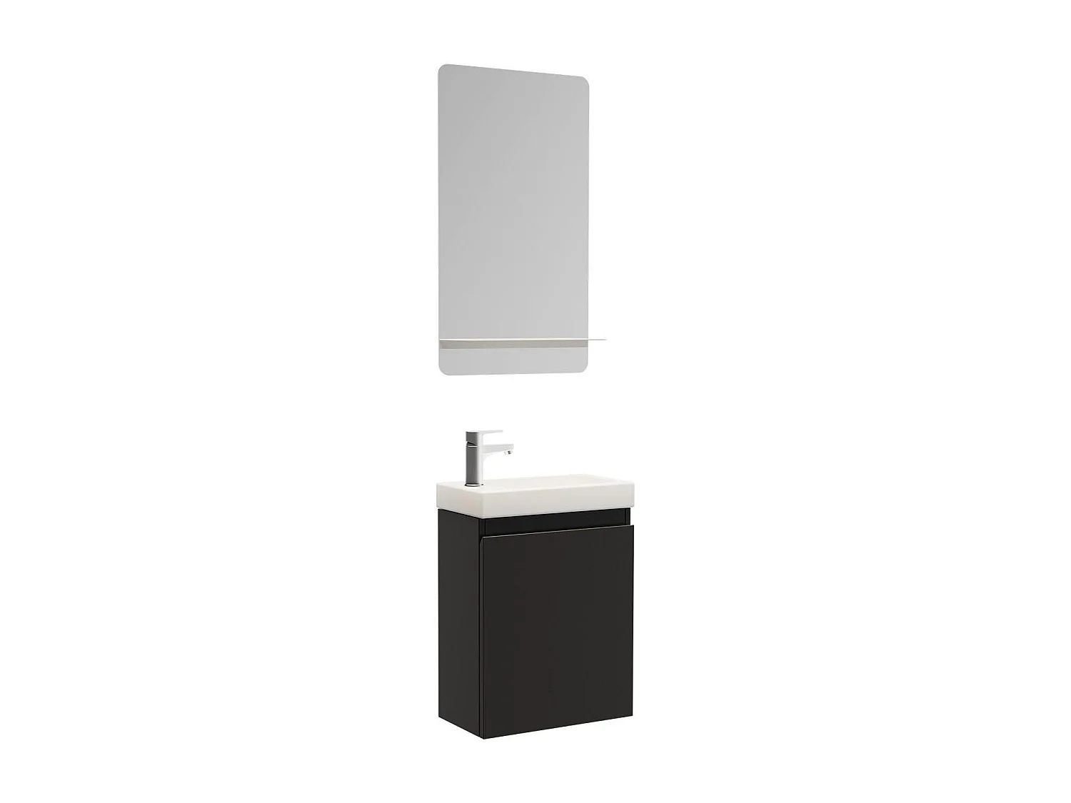 Meuble lave-mains LISA + robinet chromé + miroir rectangulaire