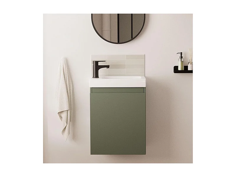 Ensemble lave-mains suspendu avec robinet noir