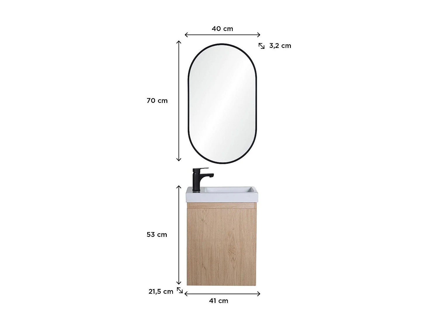 Mueble lavabo LISA + espejo ovalado