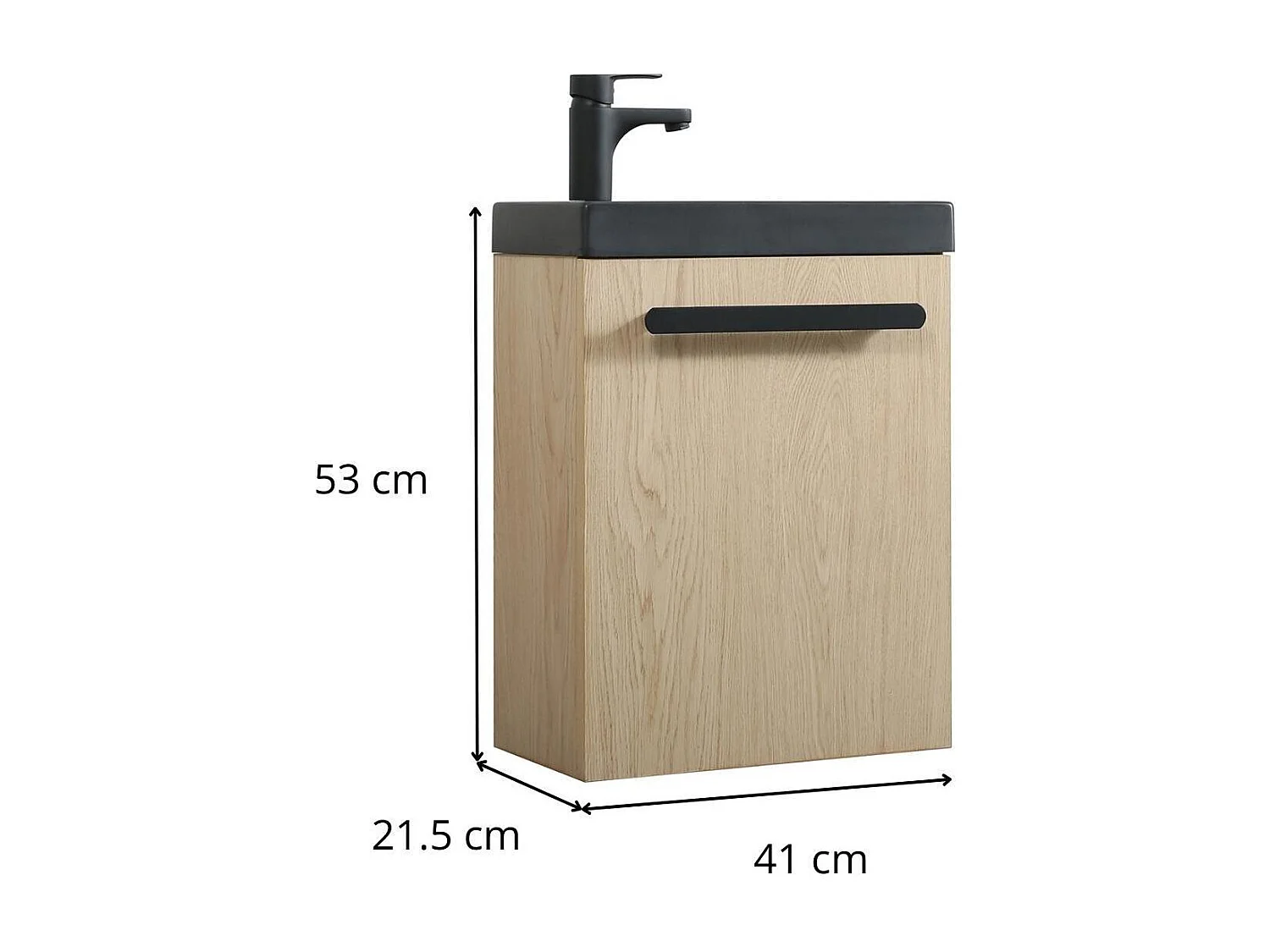 Nevada Wand-Handwaschbecken-Set mit schwarzem Wasserhahn