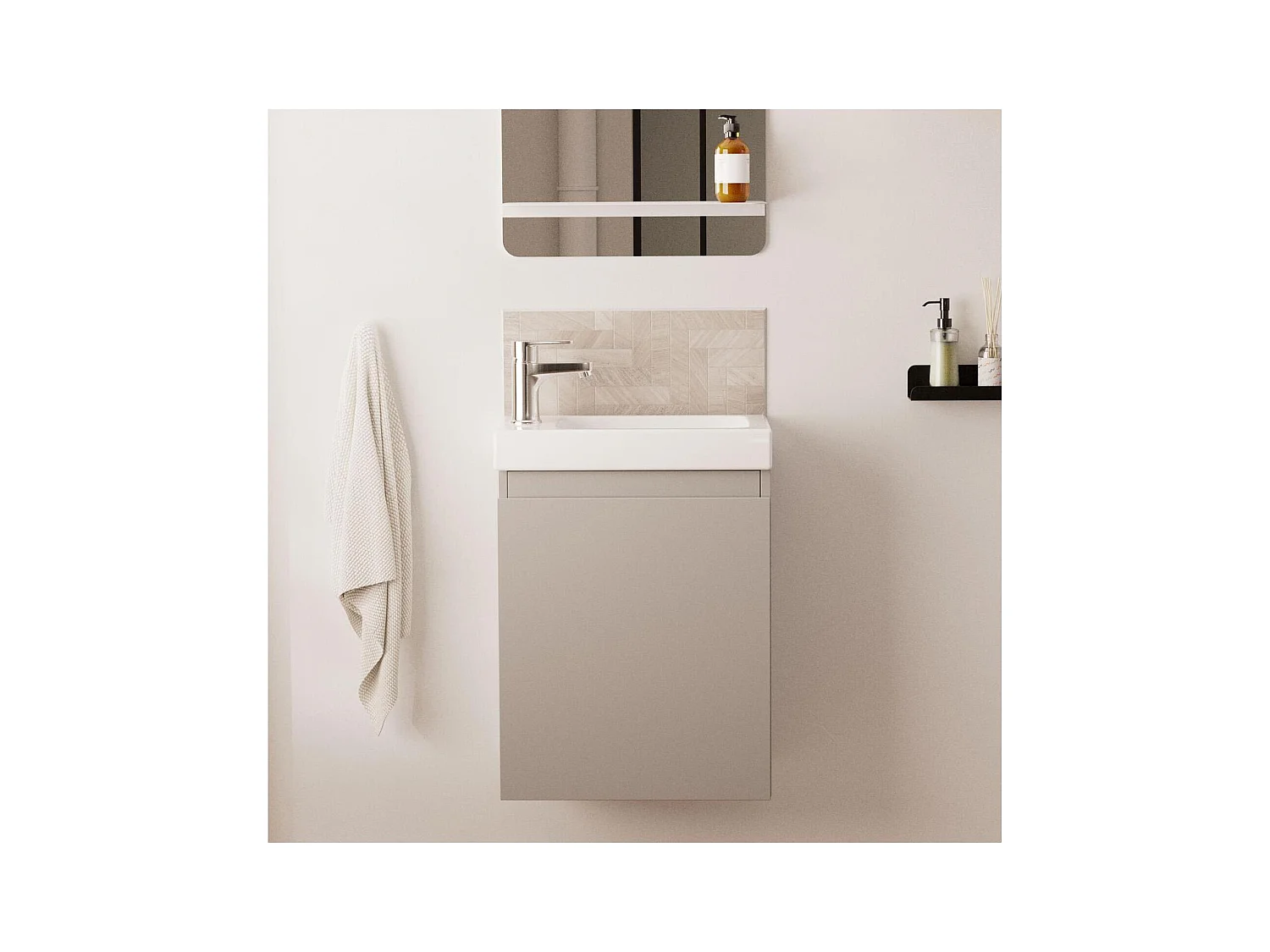 Meuble lave-mains suspendu avec vasque céramique