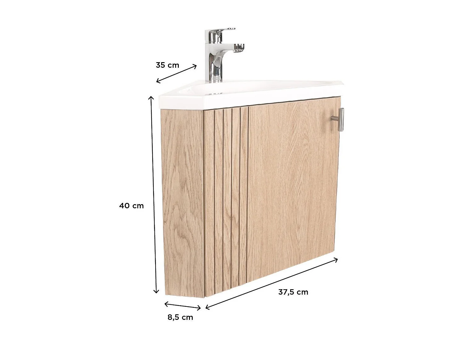 Mueble de lavabo de esquina KODA + juego de grifería