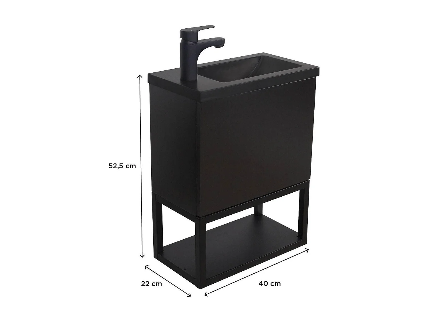 Set lavabo sospeso NOVA in metallo e legno con rubinetto nero