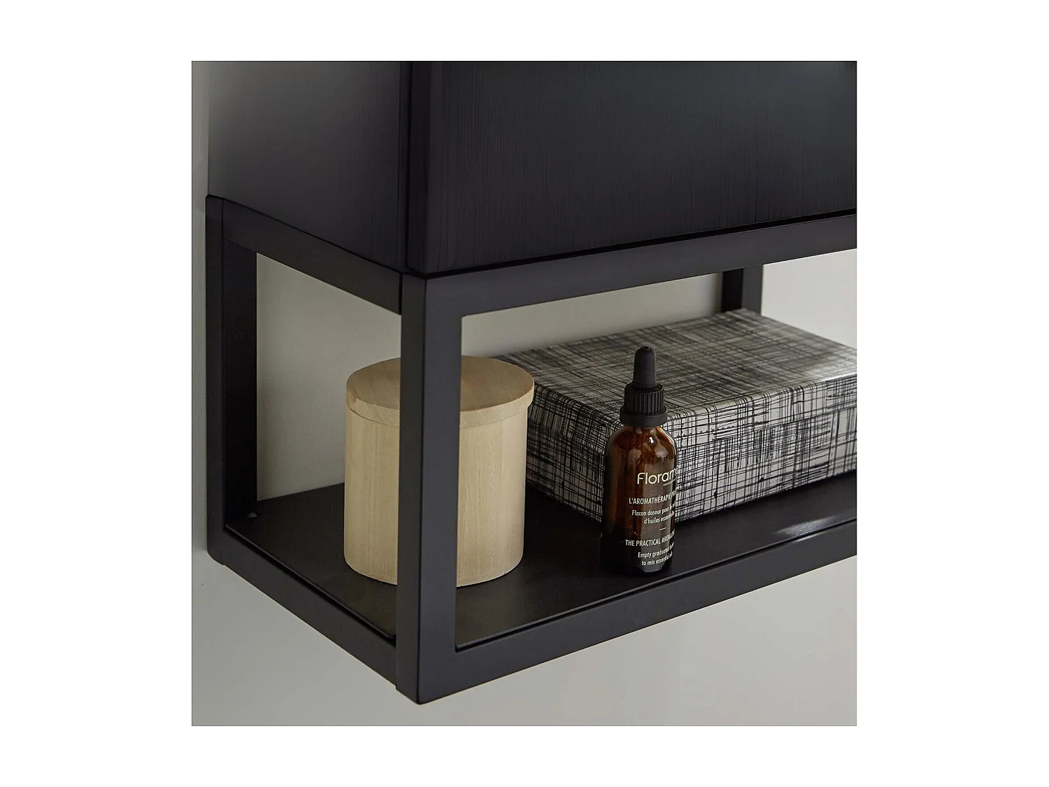 Set lavabo sospeso NOVA in metallo e legno con rubinetto nero