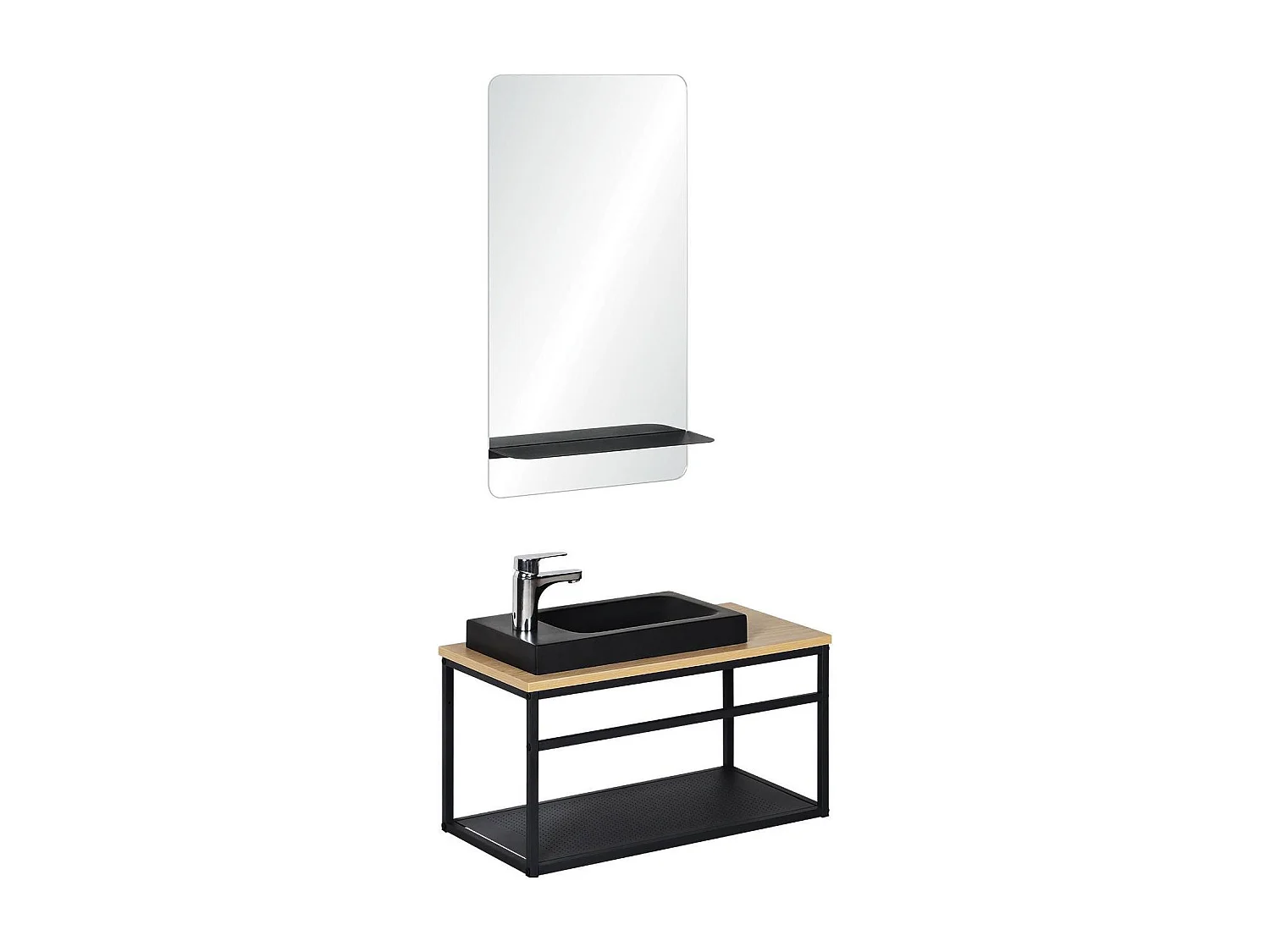 Set lavabo grande WILO con rubinetto e specchio da 60 cm