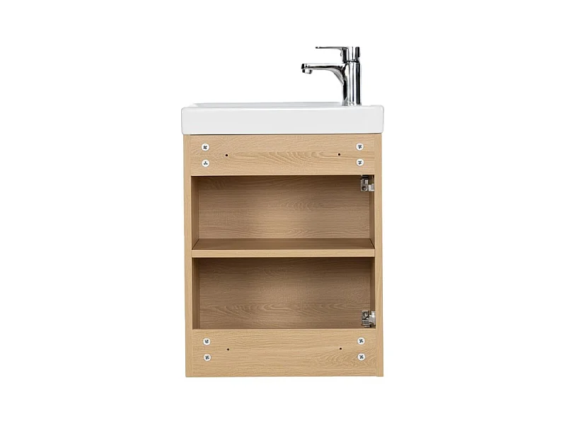 Meuble lave-mains LISA + robinet chromé + miroir rectangulaire