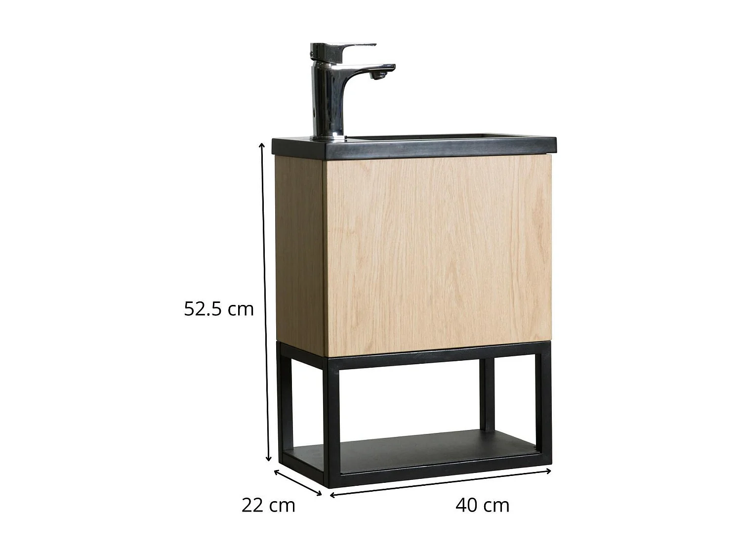 Mobile lavabo sospeso NOVA in metallo e legno con vasca in resina 40x50cm