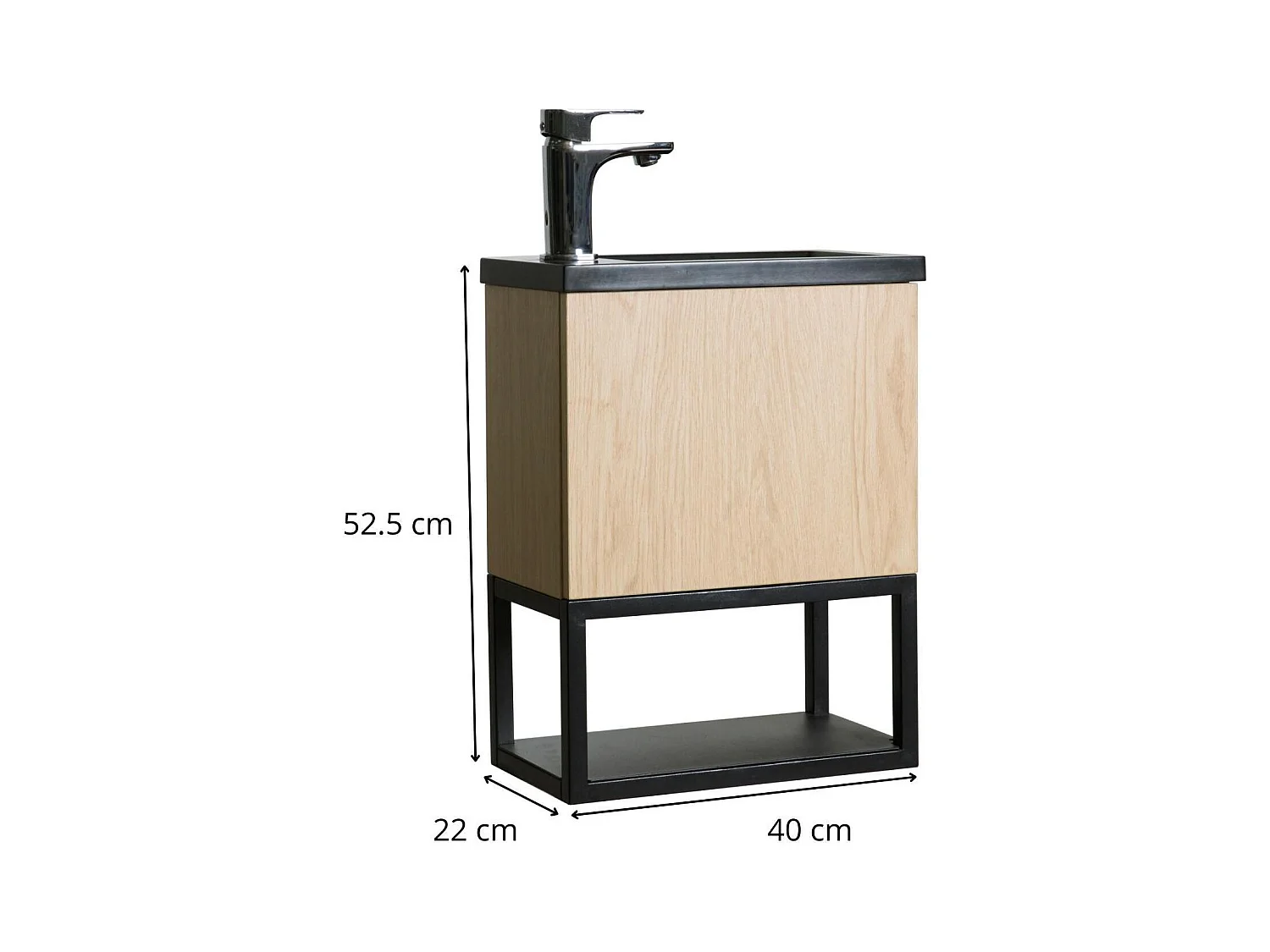 NOVA Wandwaschbeckenschrank aus Metall und Holz mit 40 x 50 cm großem Harzbecken