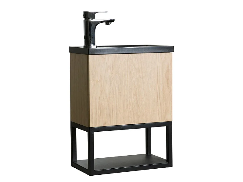 Mueble lavabo NOVA de metal y madera con lavabo de resina 40x50cm