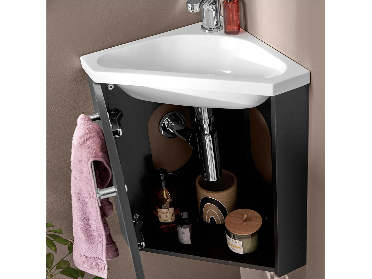 Meuble lave-mains SKINO + robinet chromé