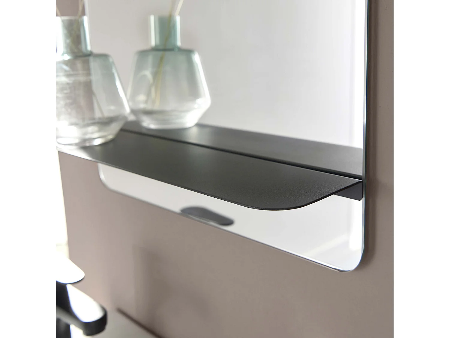 Ensemble meuble lave-mains noir carbone AVA + miroir + robinet noir