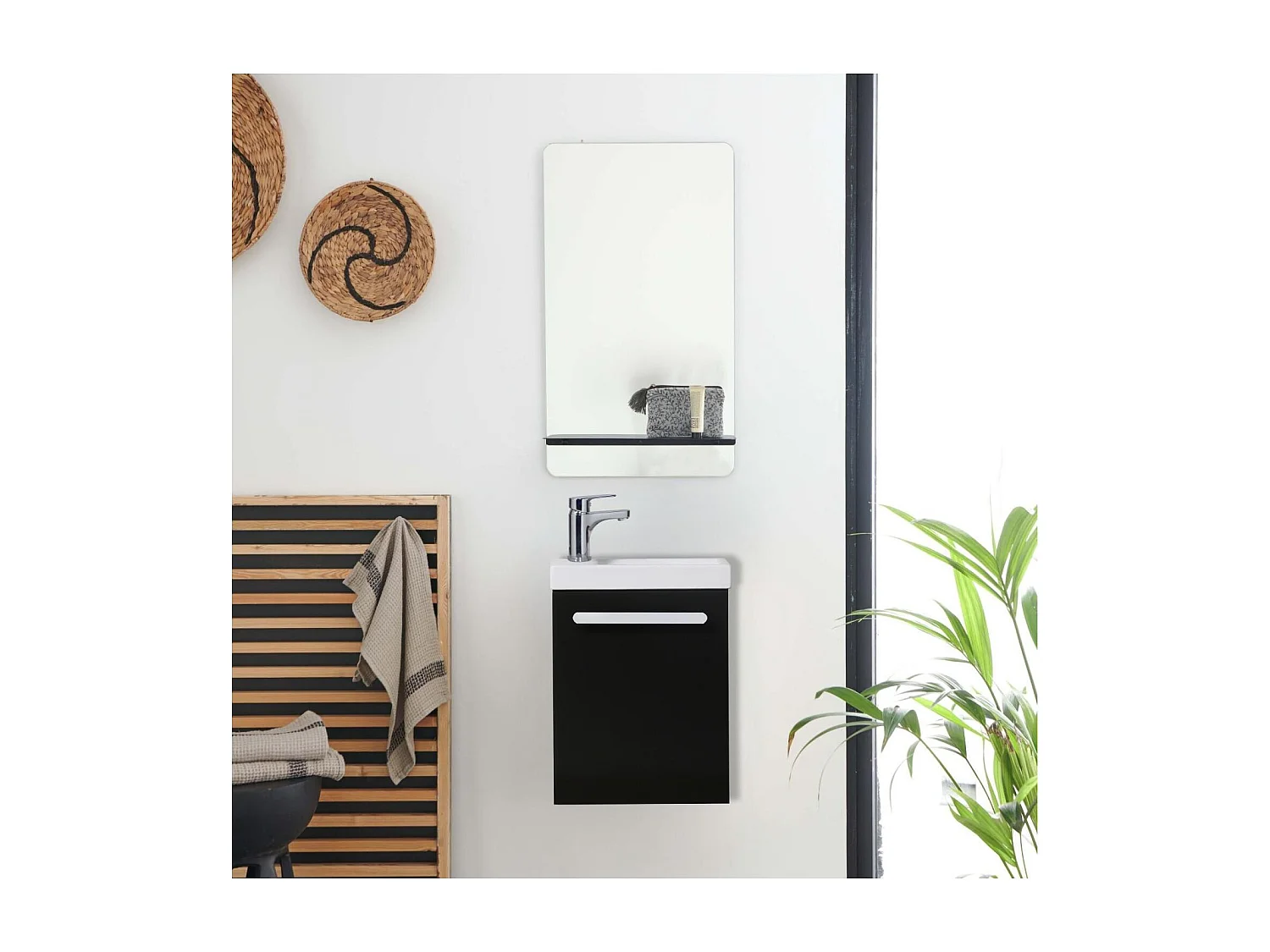 Conjunto de lavabo de pared Nevada con grifo y espejo