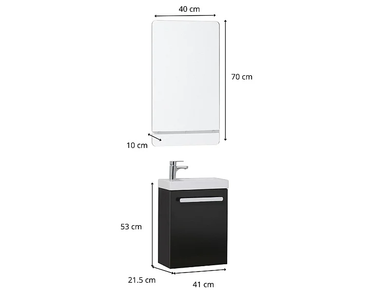 Nevada Wand-Waschtisch-Set mit Armatur und Spiegel
