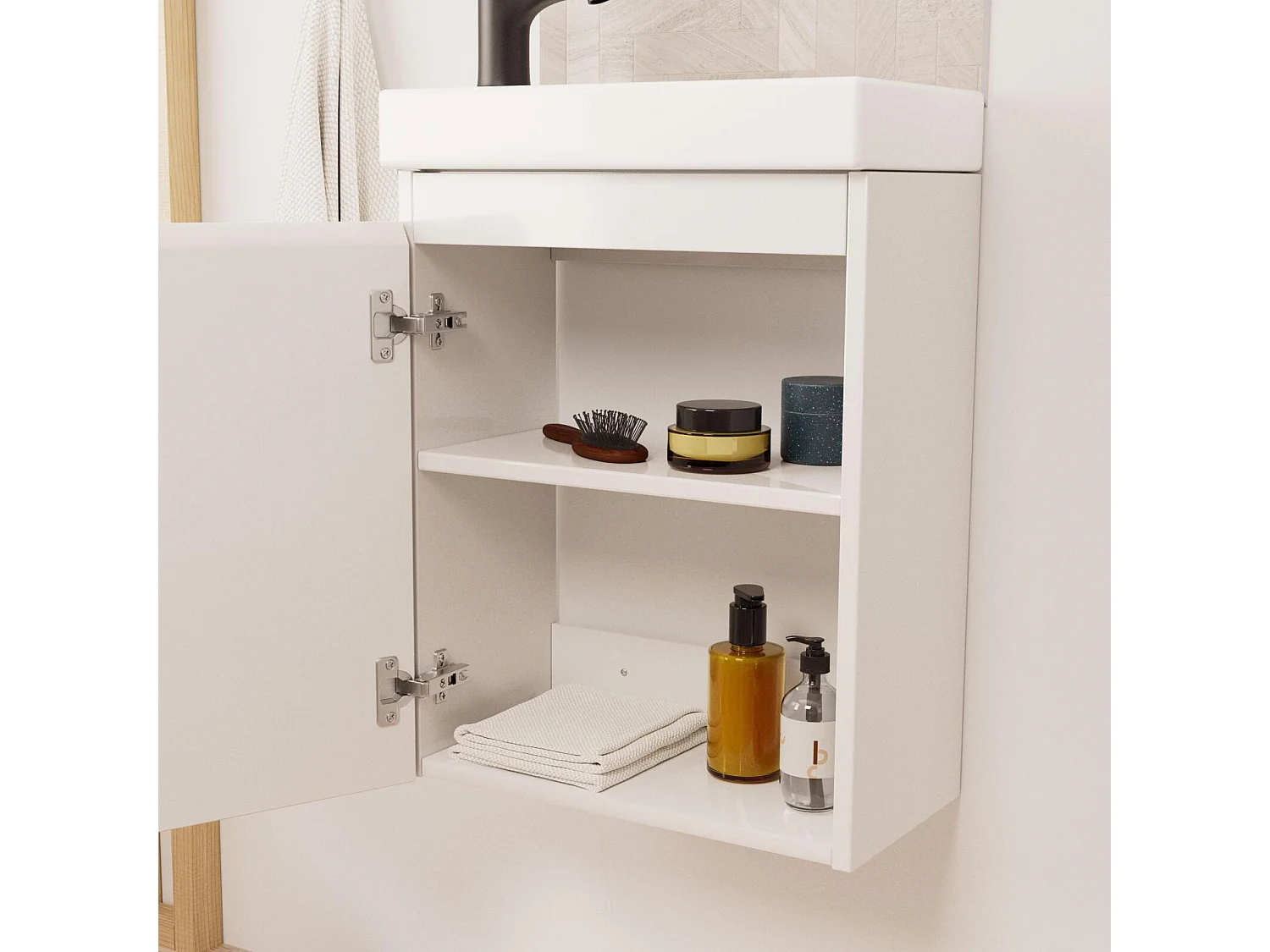 LISA schwarzer Waschbeckenschrank + Wasserhahn