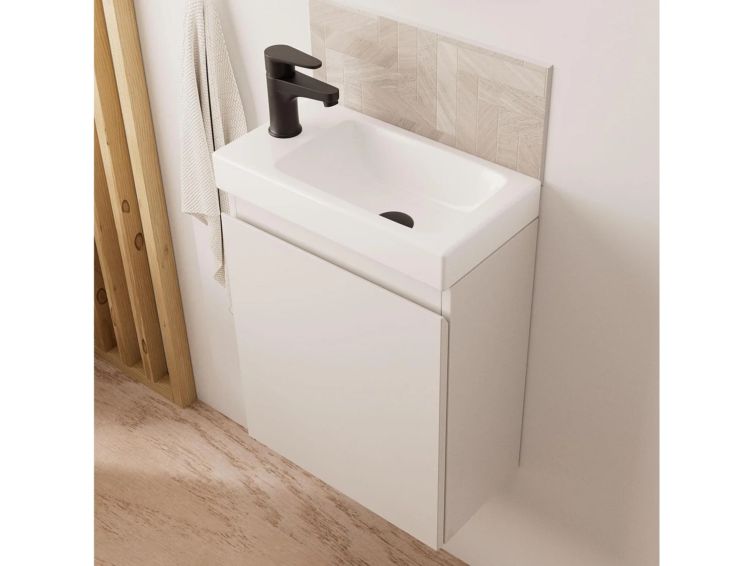 LISA schwarzer Waschbeckenschrank + Wasserhahn