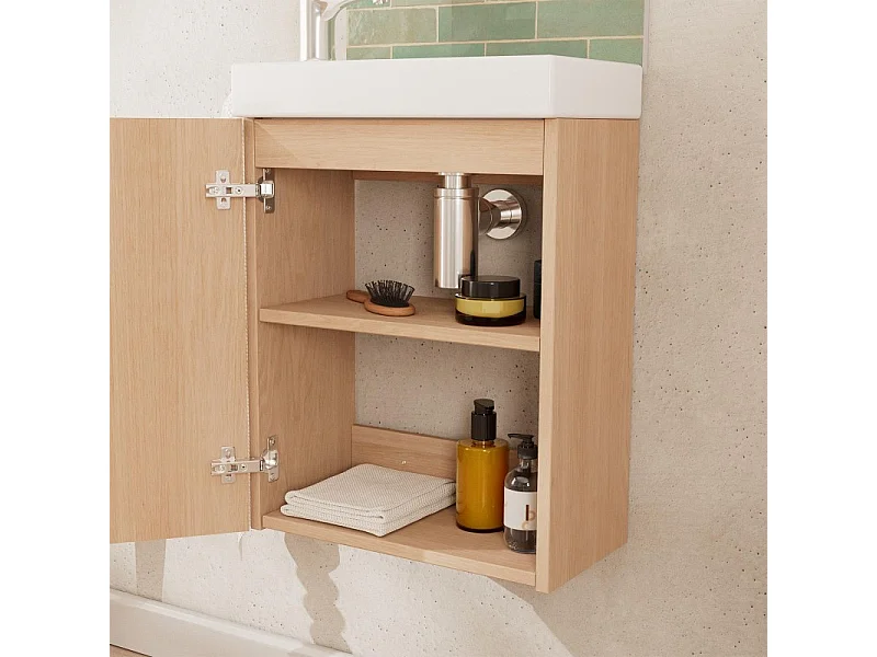Mobile lavabo FRAME in rovere + rubinetto + set specchio