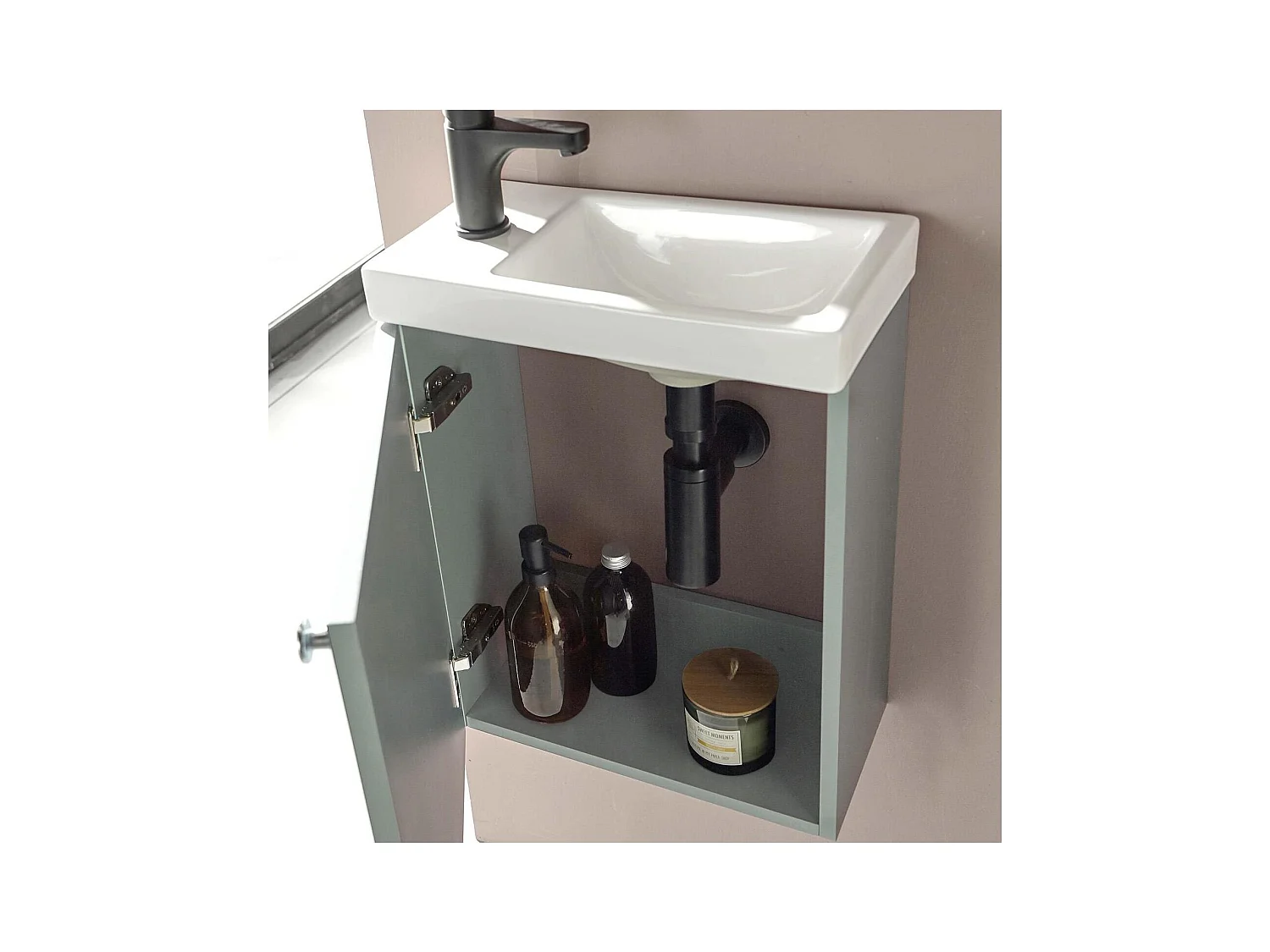 Meuble lave-mains vert de gris AVA