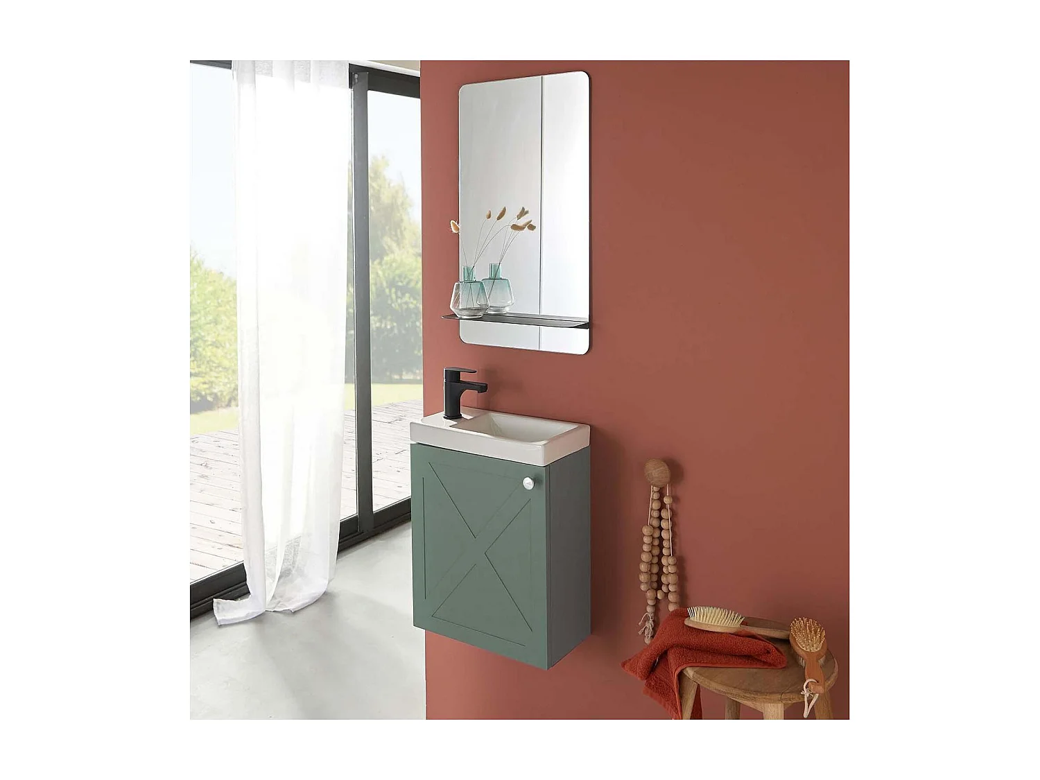 Meuble lave-mains vert de gris AVA